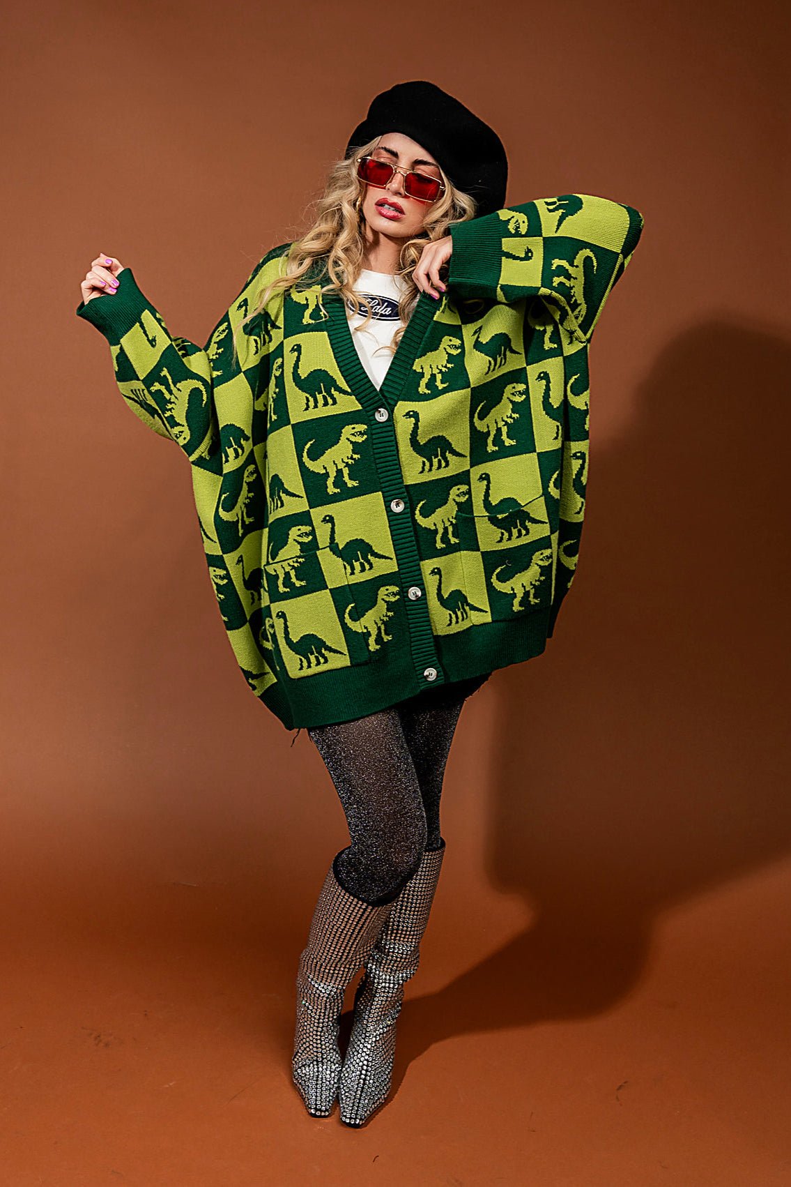 Dino Drama Oversized Cardigan
