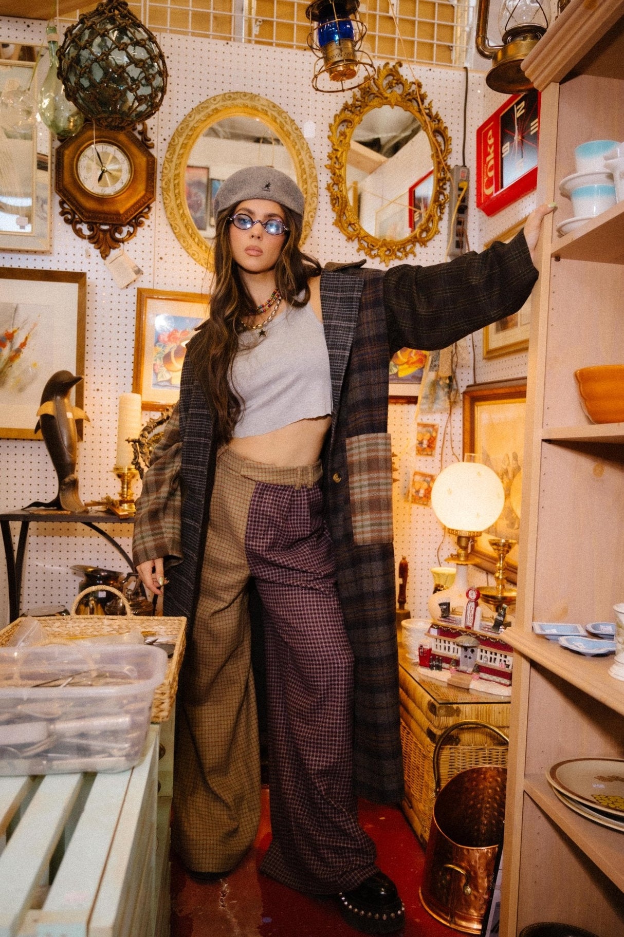 Grandpa Chic Half + Half Wide Leg Trousers