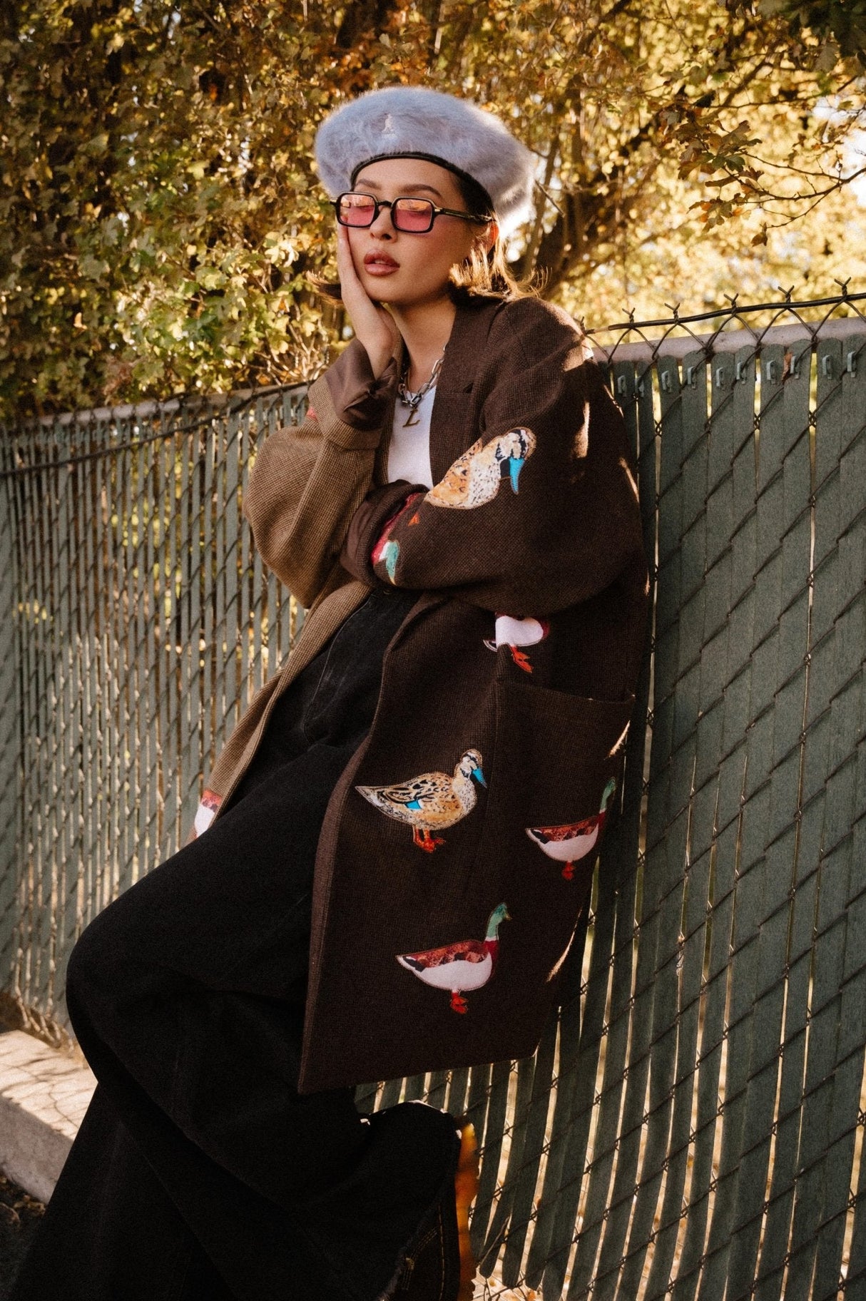 Lucky Duck Half & Half Plaid Coat